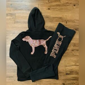 Victoria’s Secret Pink ROSEGOLD Bling Outfit set S